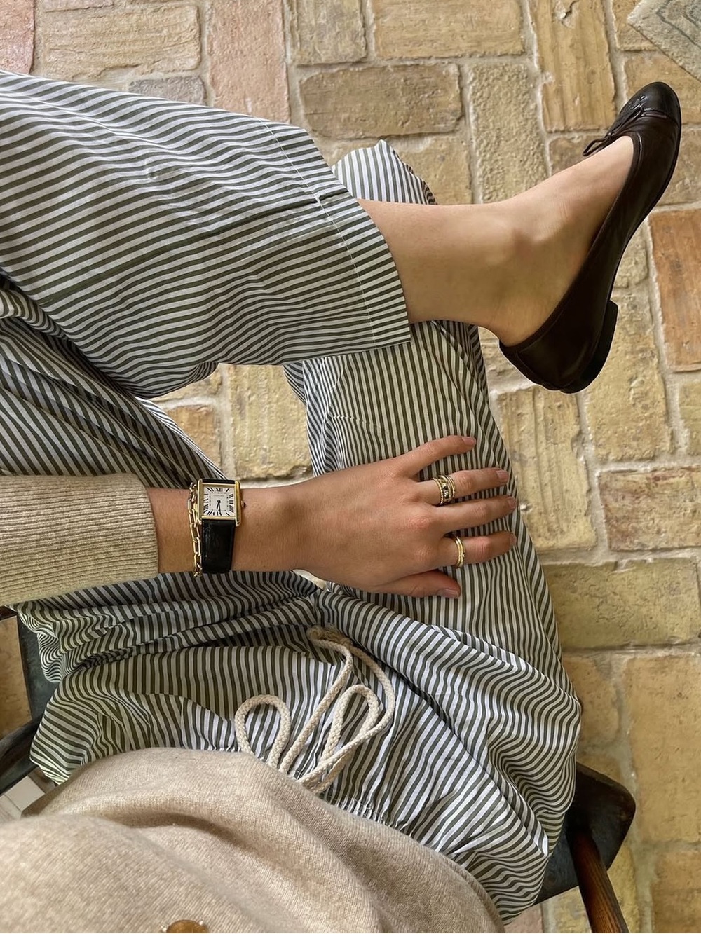Donni Pop Pant in Rosemary Stripe